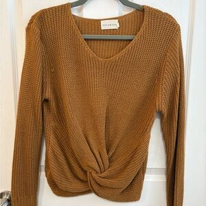 Dreamers Camel Twist Knit Top